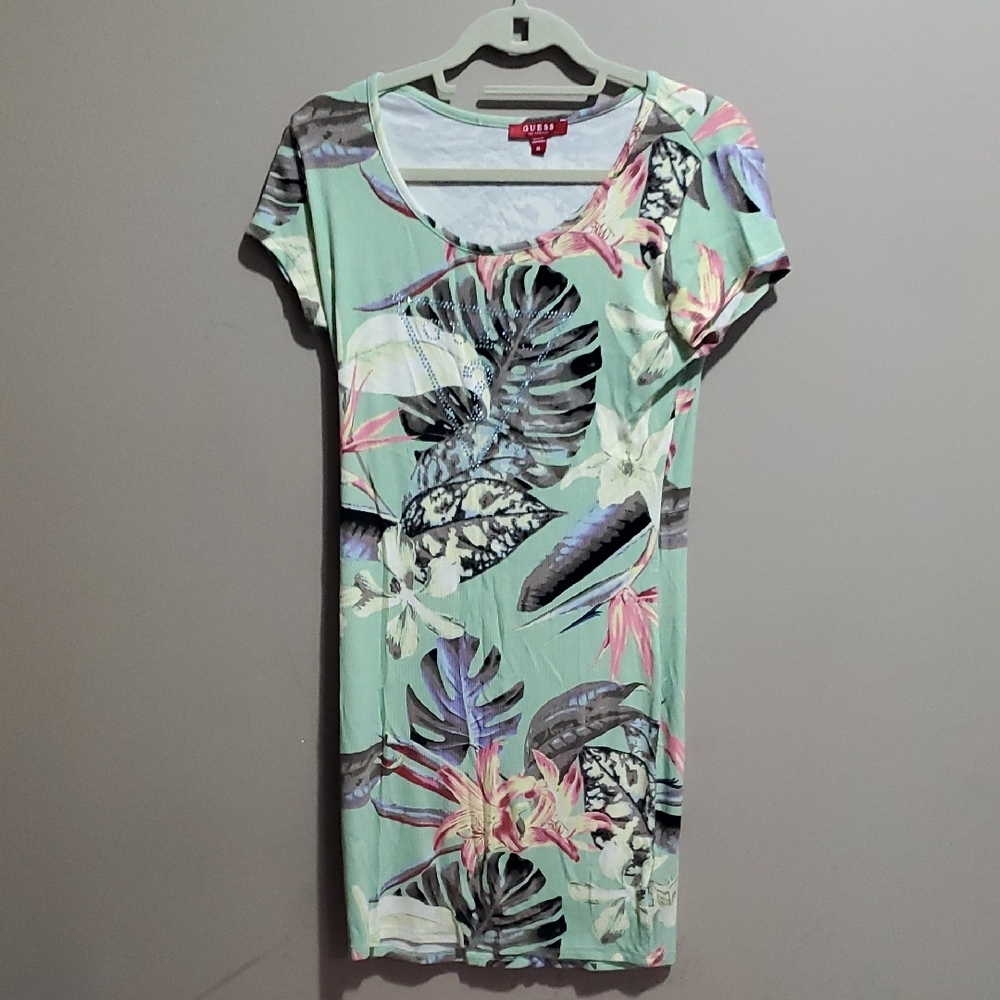 Guess Tropical Leaf Print Dress Size XL